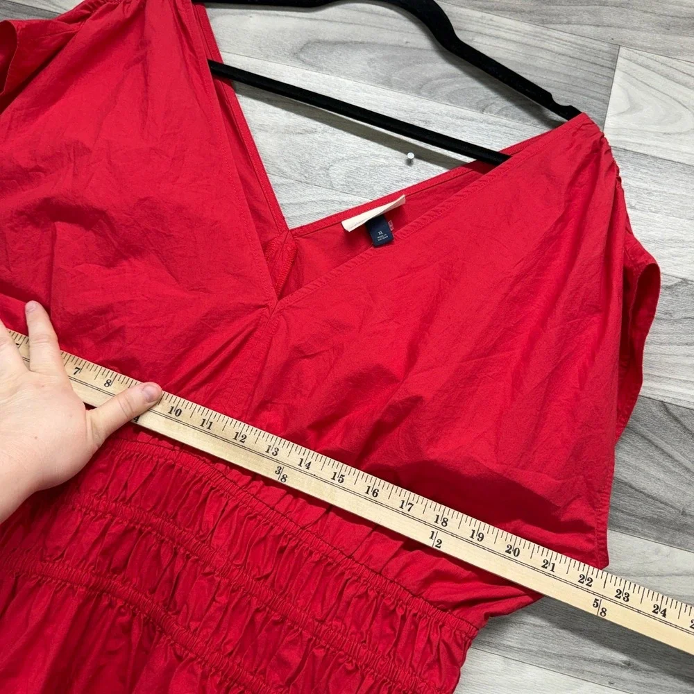 Universal Thread Maxi Dress Women's XL Red Empire Waist Sleeveless V-Neck Pocket